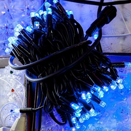 Гирлянда уличная чёрная LED (синяя) №87-88