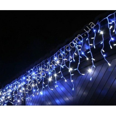 Гирлянда Уличная Бахрома 5м с мерцанием для фасада LED синий , белый провод