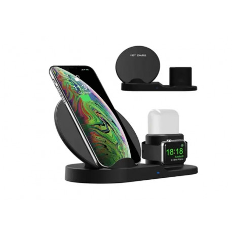 Беспроводная зарядка 3 в 1 wireless charger 3 in 1 для смартфона смарт часов наушников с защитой (50)