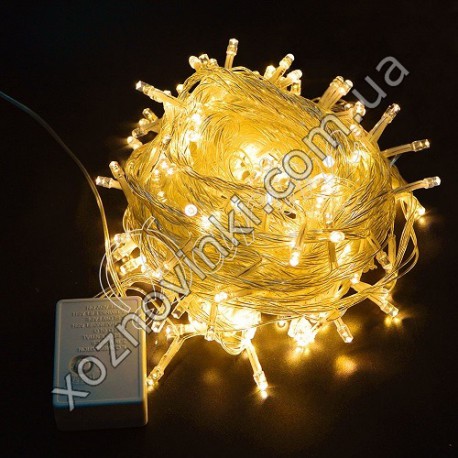 №20 Гирлянда нить силиконовый провод 400 ламп LED золото 220 v