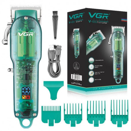 Профессиональная машинка для стрижки VGR Professional Clipper Transparent Green V-660 (20)