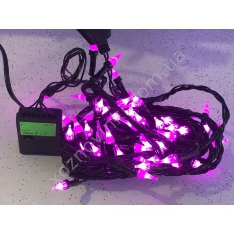 Светодиодная гирлянда "Капельки" 100 Led 8 м розовый №