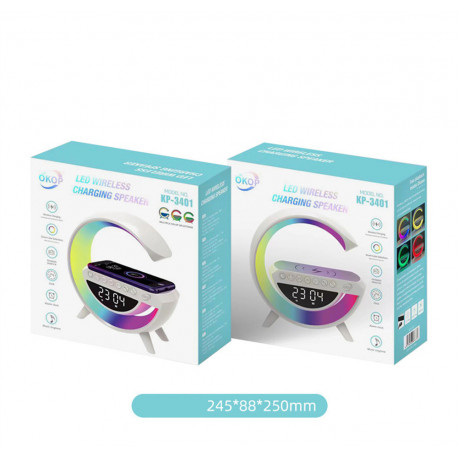 Настольная лампа, ночник КP-3431 RGB 3-in-1 Rainbow Light-Wireless Charger-Speaker с Bluetooth колонкой