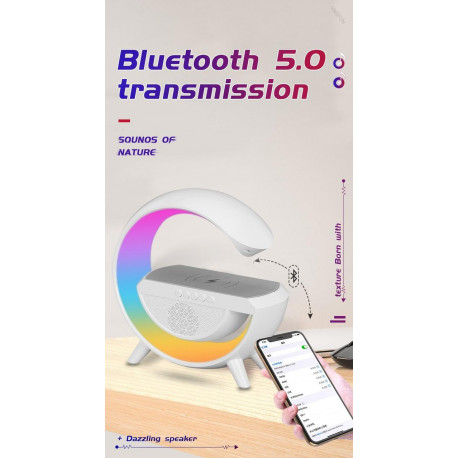 Настольная лампа, ночник RGB 3-in-1 HM-3130 Rainbow Light-Wireless Charger-Speaker с беспроводной зарядкой(24)