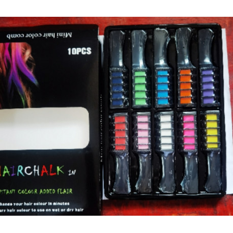 Набор мелков для волос 10 шт Hair chalk Разноцветные красители гребешок для детей и взрослых