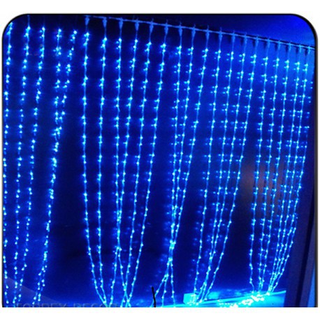 Гирлянда Штора- водопад 3D 300 Led 3х2 см бел провод ПВХ с переходником, улич Синий