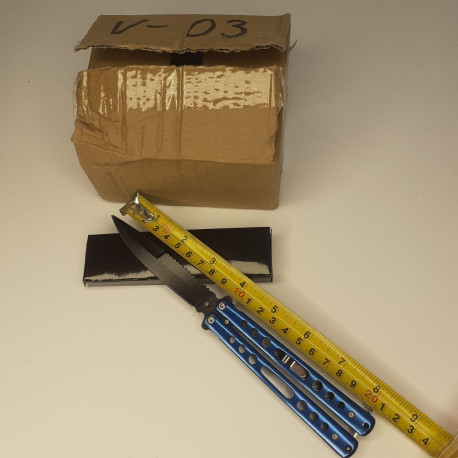 Нож бабочка military knife голубой 21 см