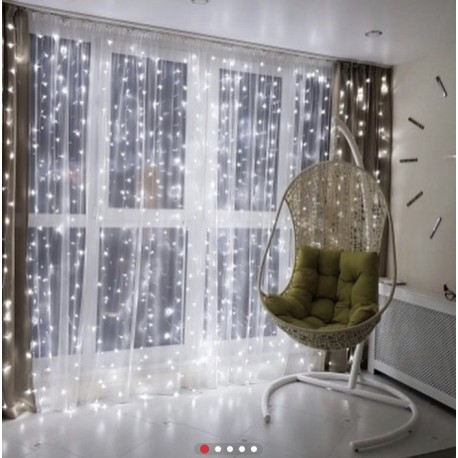 Гирлянда Штора- водопад 3D 240 Led 3х2 см бел провод ПВХ с переходником, улич Холодно-белый