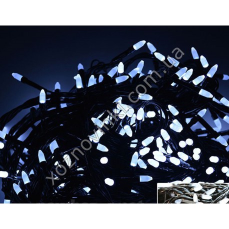 Гирлянда 100 LED (РИС) на черном проводе 8 м белый цвет №561