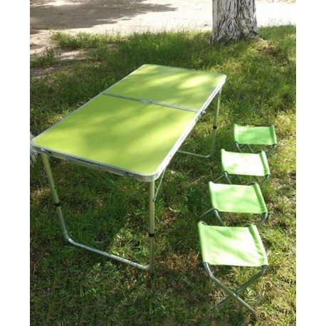 Стол для пикника с 4 стульями Folding Table (60х120 cм) зеленый