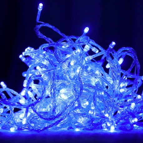 №18 Гирлянда нить силиконовый провод 400 ламп LED синий 220 v