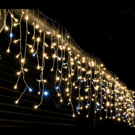 Гирлянда Уличная Бахрома 5м с мерцанием для фасада LED тепло- белый, белый провод
