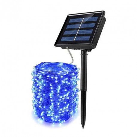 Гирлянда на солнечных батареях 100LED 10м с режимами Синий