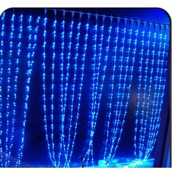 Штора -водопад 400 LED,300х300 м 10 шнуров переходник,проз шнур синий