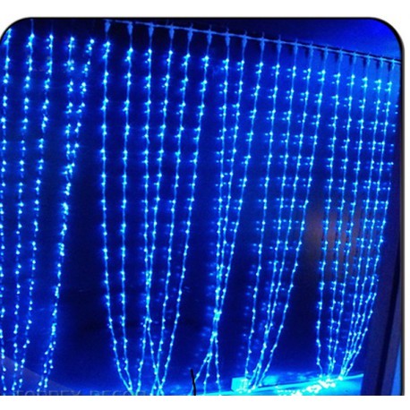 Штора -водопад 400 LED,300х300 м 10 шнуров переходник,проз шнур синий