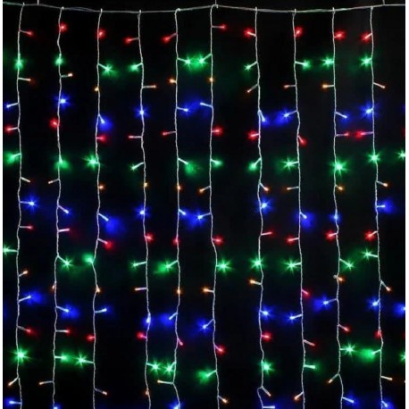 Гирлянда-штора 3х2 м 200 Led 10шнуров, проз шнур Теплый