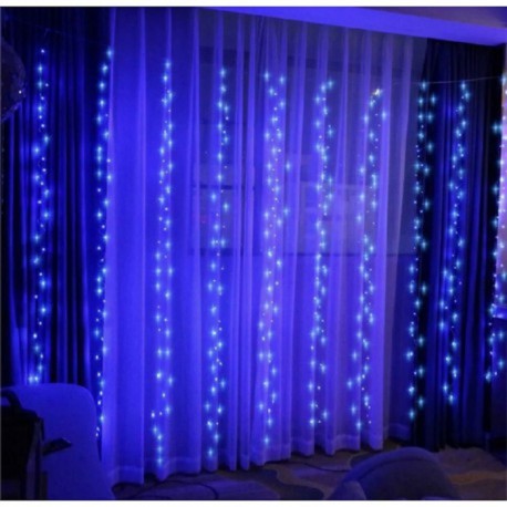 Гирлянда-штора 3х2 м 200 Led 10шнуров, проз шнур Синий