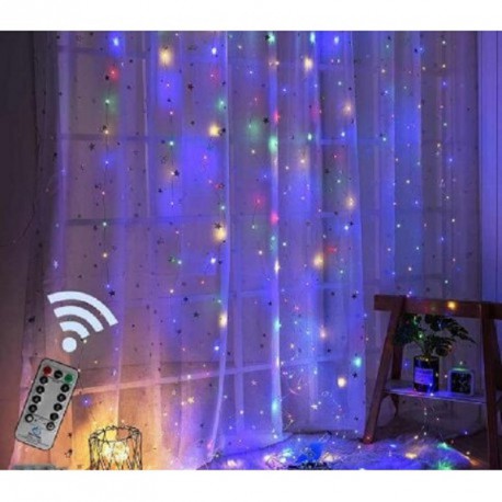 Штора роса 3*3 пульт с режимами+USB 200 Led Мульти