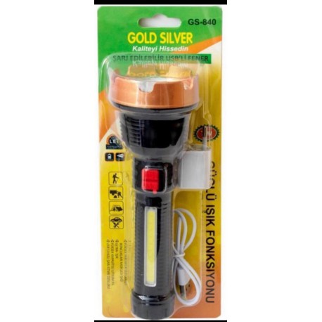 фонарик ручной gs-840gold silver usb