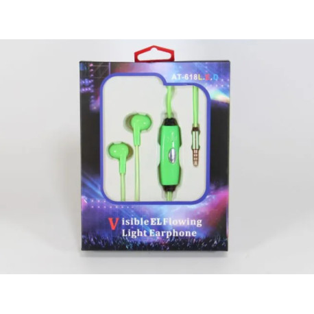 Наушники LED AT-618 проводные (синие, розовые,зелёные)