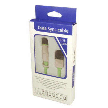 Кабель для телефона Data Sync Cable 2 в1 (розовый,белый,голубой,черный)