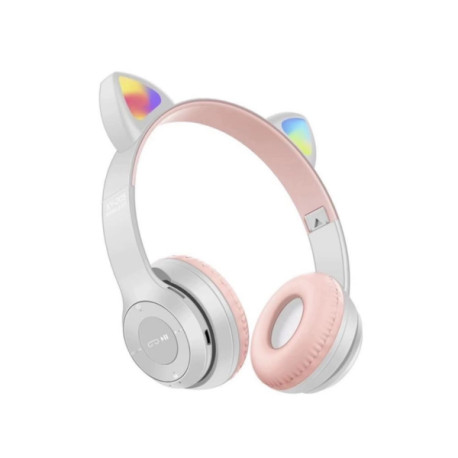 Наушники беспроводные Bluetooth CAT XY-204 с LED подсветкой (Синий,Розовый,Голубой,Фиолетовый,Серый) (60)