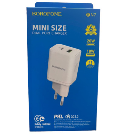 Блочок BOROFONE BN7 TYPE-C+USB 5.0V-3.0A (140)