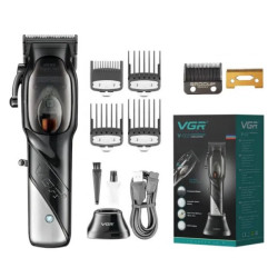 Машинка для стрижки VGR V 002 аккумуляторная с зарядной подставкой и 4 насадками Черная (20)