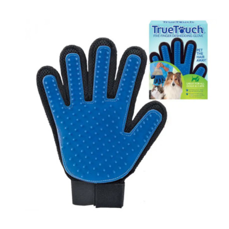 Перчатка для вычесывания шерсти True Touch UTM Черно-синяя 4159-3 (200)