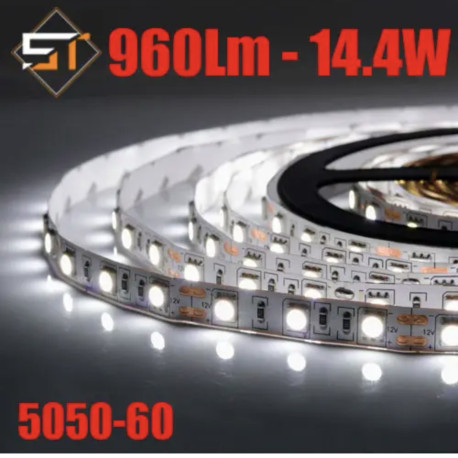 Світлодіодна стрічка B-LED Standart 12 В 5050-60 холодний білий, негерметична 10м
