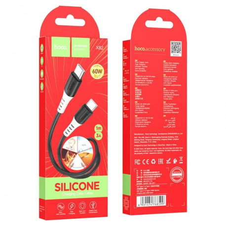 Кабель HOCO X82 SILICONE Type-C to Type-C 60W 3А, чорний (1 м)