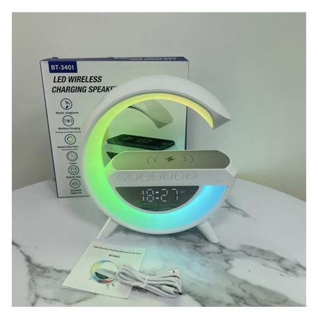 Настольная смарт-лампа-часы BT-3401 LED Wireless Charging Speaker с беспроводной зарядкой