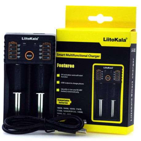 Універсальний зарядний пристрій павербанк LiitoKala Lii-202 PowerBank для всіх акумуляторів 18650 26650 АА