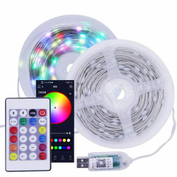 Світлодіодна смарт гірлянда 10 м, від USB + пульт / Розумна стрічка RGB з Bluetooth / Гірлянда від повербанк