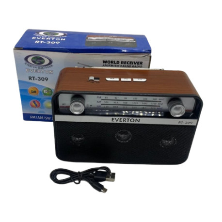 Портативний радіоприймач Everton RT-309 FM/AM/SW/Bluetooth/USB з ліхтариком