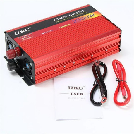 Перетворювач постійного струму UKC AC/DC 2500W-AR 12/220В, USB, охолодження, захист від перевантаження, перегріву
