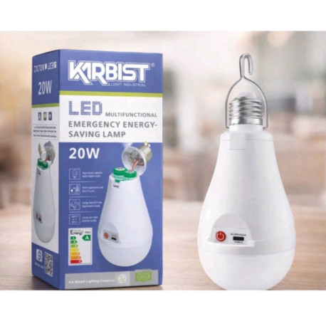 LED лампа светодиодная аккумуляторная (2шт съемные 18650) автономная аварийная 20W лампочка цоколь, зарядка USB