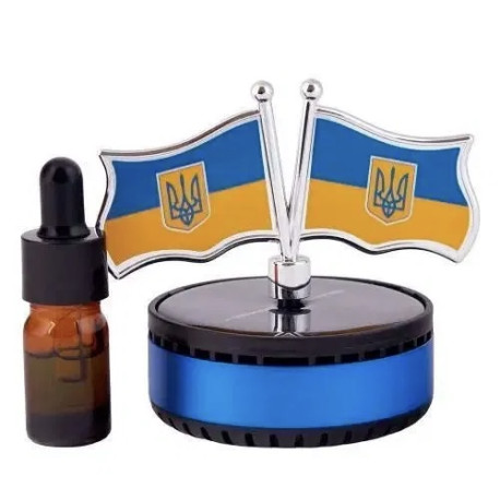 Ароматизатор для авто Прапор із тризубом на сонячній батареї+ аромат в комплекті