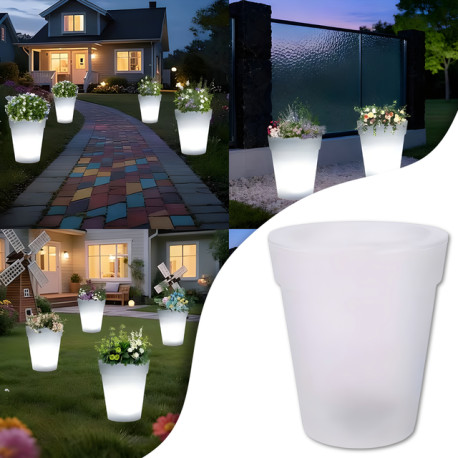 Кашпо з LED підсвіткою 16,6 x 16,6 x 19,2 см білий