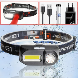 Ліхтар налобний 1804-LED(red)+COB(white), 1x18650, ЗУ Type-C
