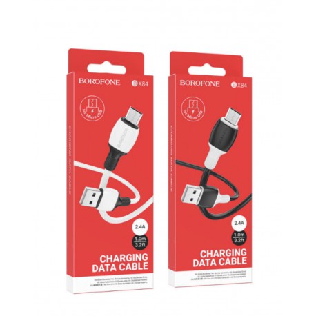 Кабель Micro BOROFONE BX84 (Черно-Белый 2.4A