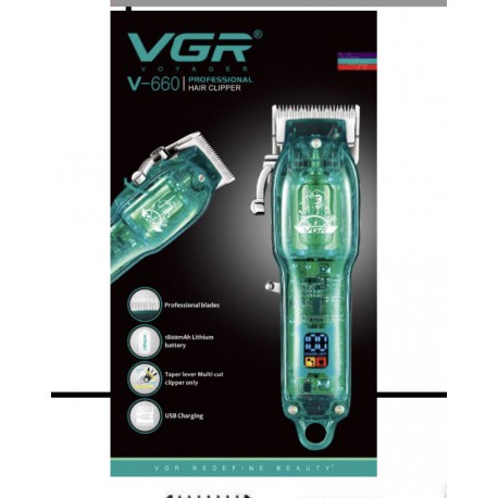 Профессиональная машинка для стрижки VGR Professional Clipper Transparent Green V-660