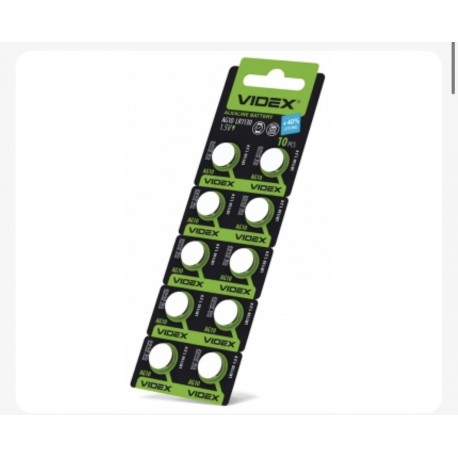 БАТАРЕЙКА ГОДИННИКОВА VIDEX AG10/LR1130 BLISTER CARD 10 ШТ