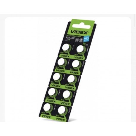 БАТАРЕЙКА ГОДИННИКОВА VIDEX AG13/LR44 BLISTER CARD 10 ШТ