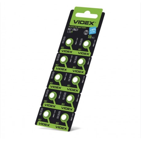Батарейка годинникова Videx AG 1/LR621 BLISTER CARD 10 шт
