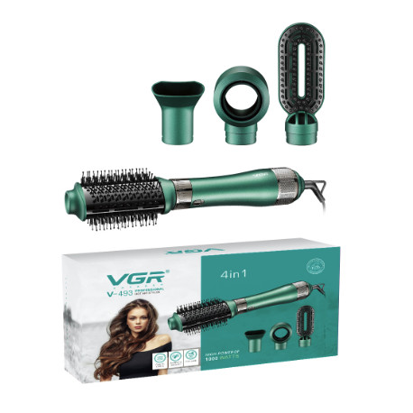Фен Щетка для Волос VGR V493 ТОЛЬКО ЗЕЛЕНЫЙ! (4в1/1000Вт) (20шт)