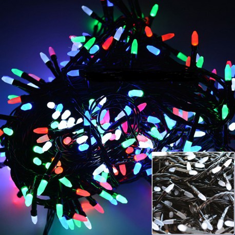 Гирлянда 200 LED (РИС) на черном проводе 16 м мульти № 563