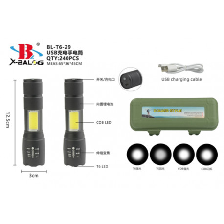 Фонарь ручной (Bailong) X-BAIL BL-T6-29 (USB micro charge) (240шт)