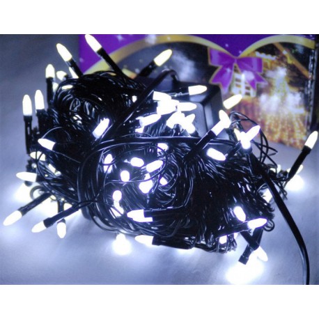 Гирлянда 100 LED (РИС) на черном проводе 8 м белый цвет №561