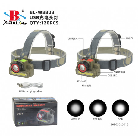 налобный фонарик X-BAIL BL-W8808 XPE+COB (120шт)